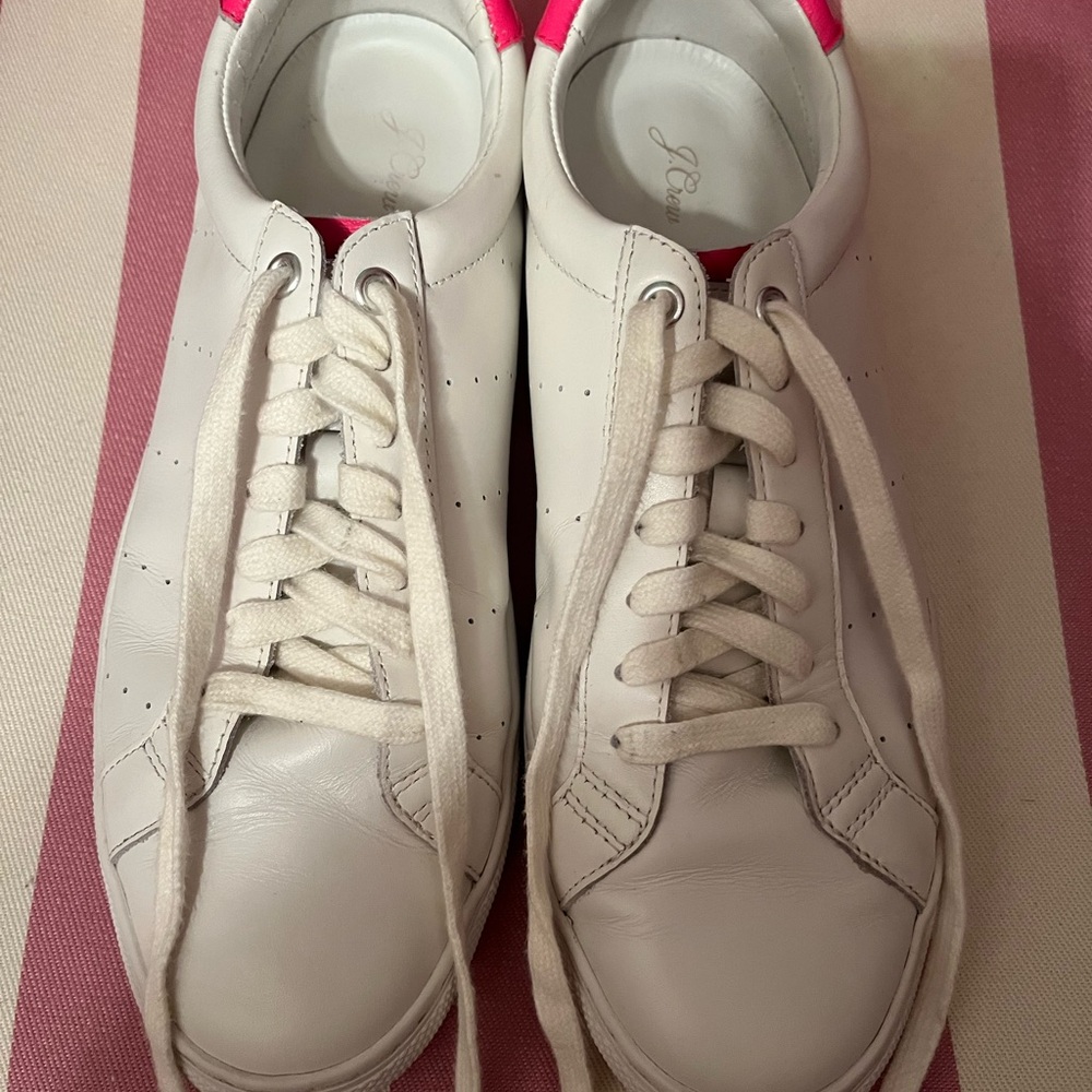 J.Crew white with pink sneakers